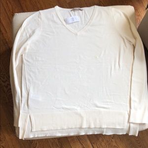 Loft size L cream v neck sweater